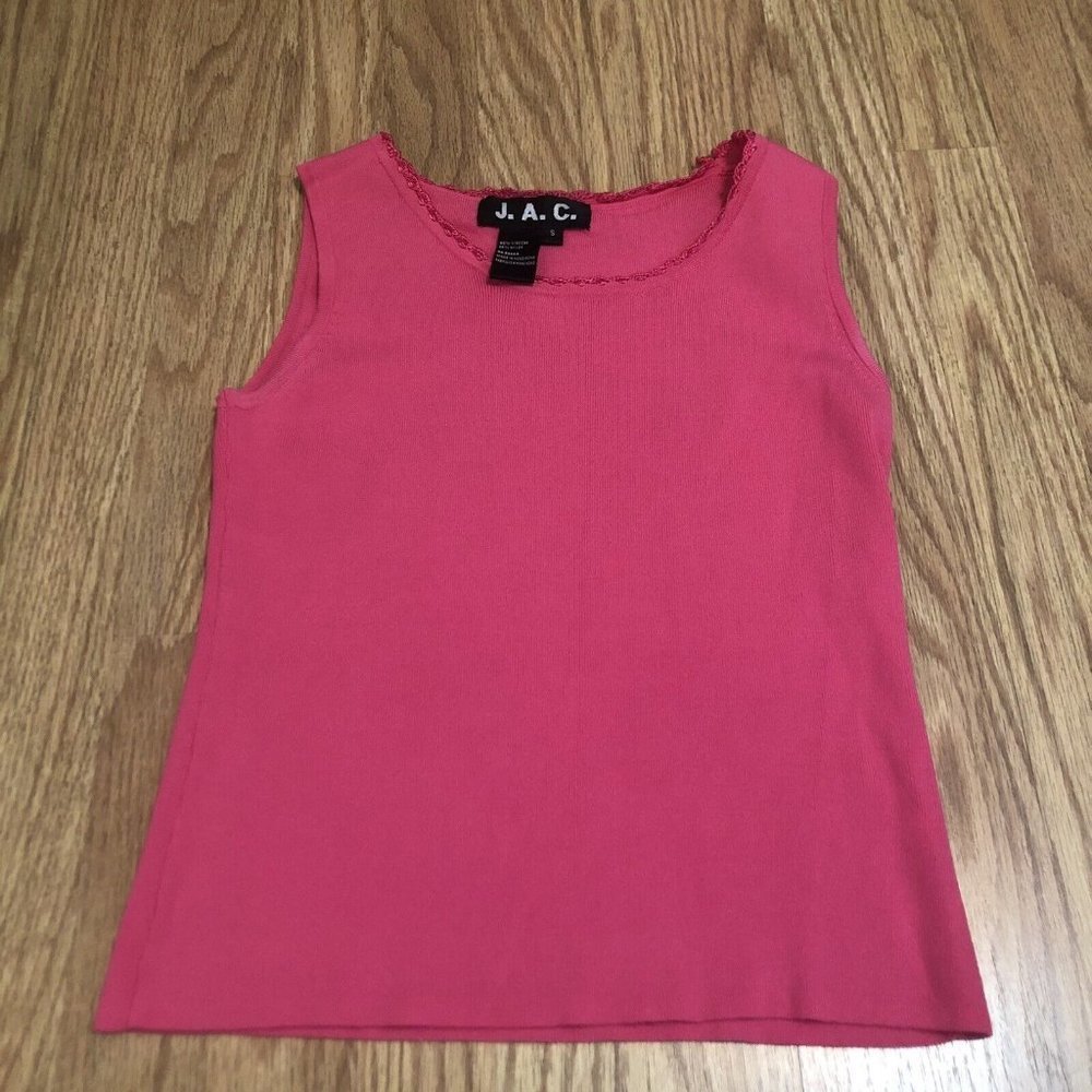 J.A.C. womens ribbed hot pink sleeveless tank size small Strechy